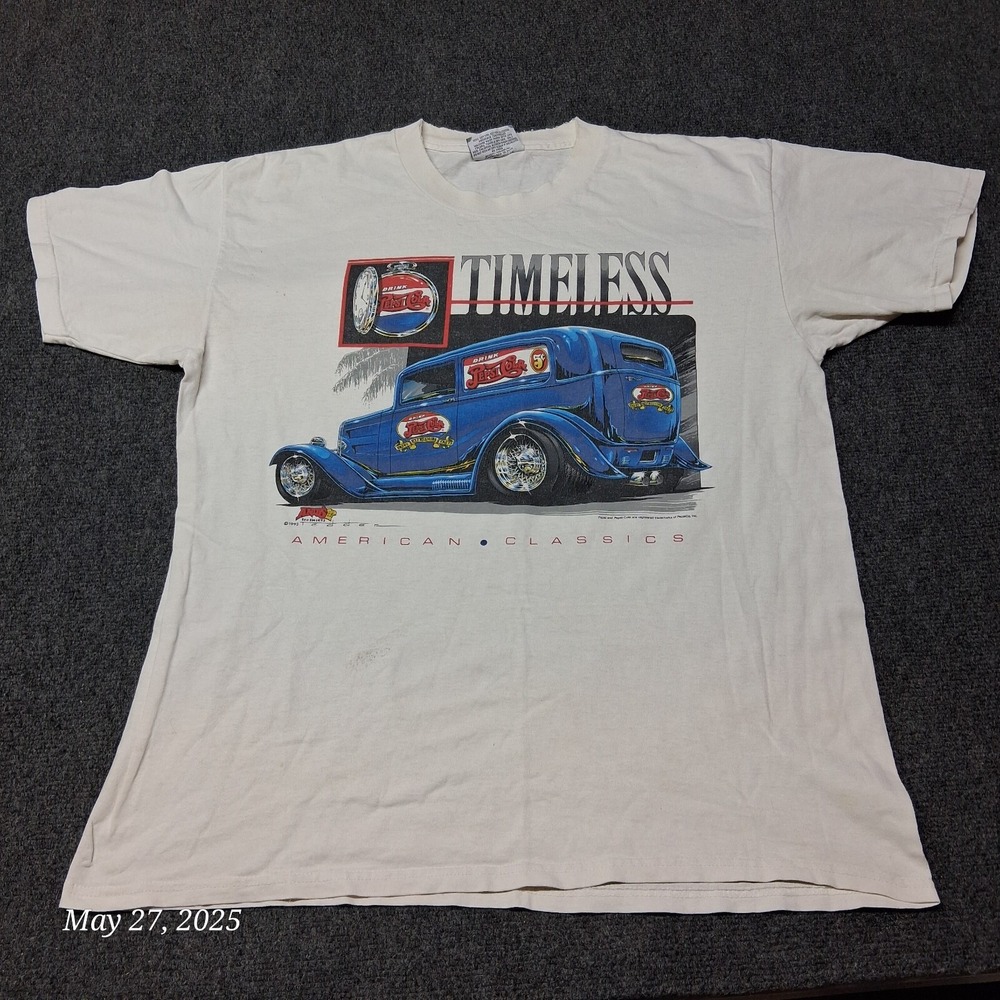 VTG Pepsi Timeless T Shirt 1993 White Crew Neck Lee American Classics Size Large
